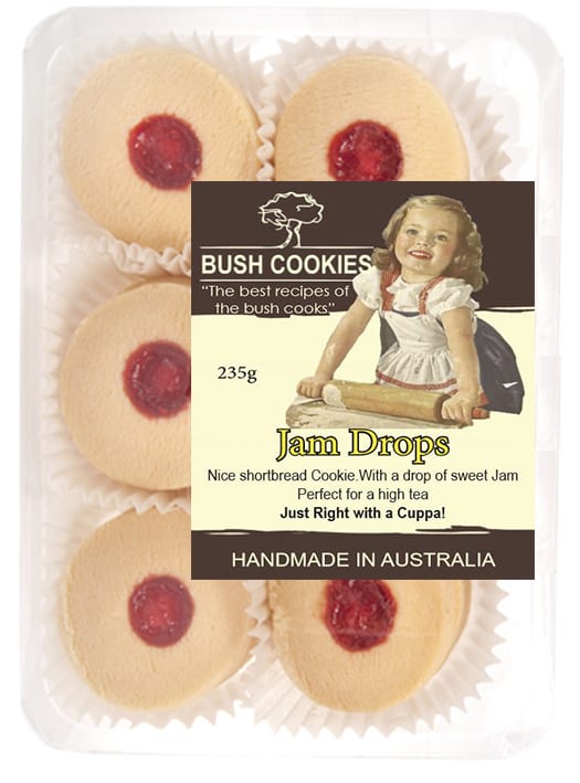 Jam Drop Shortbread Biscuits by Bush Cookies 235g