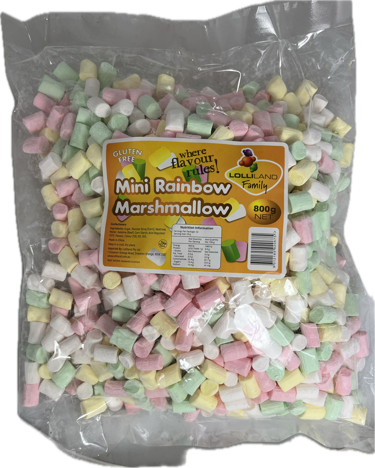 Mini Marshmallows - mini marshmallows Rainbow 800g - Bulk Lollies - The  Lolly Shop