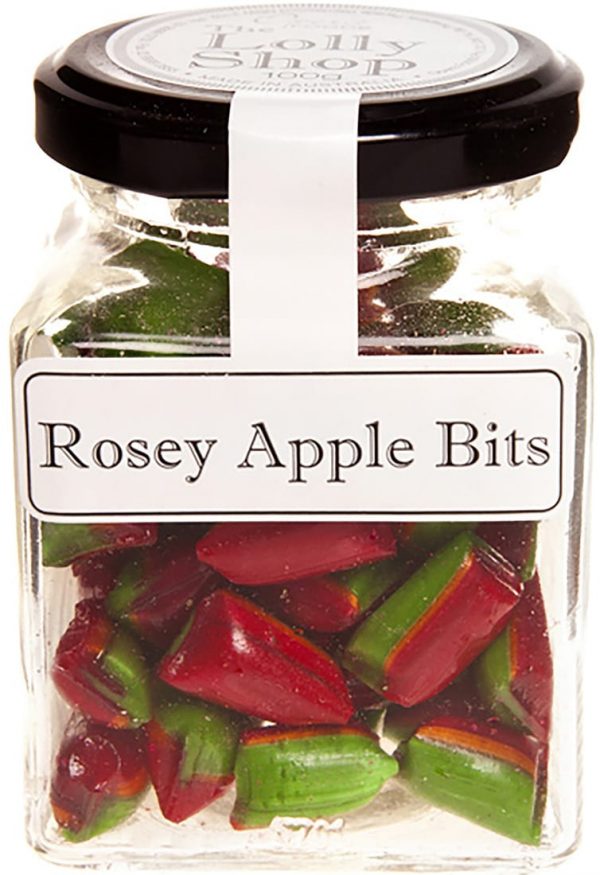 Rosey Apple Bits Boiled Lollies Rock Candy 130g Jar