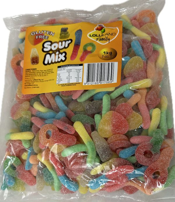 Sour Mix Lollies - Gluten Free 1kg - lolliland