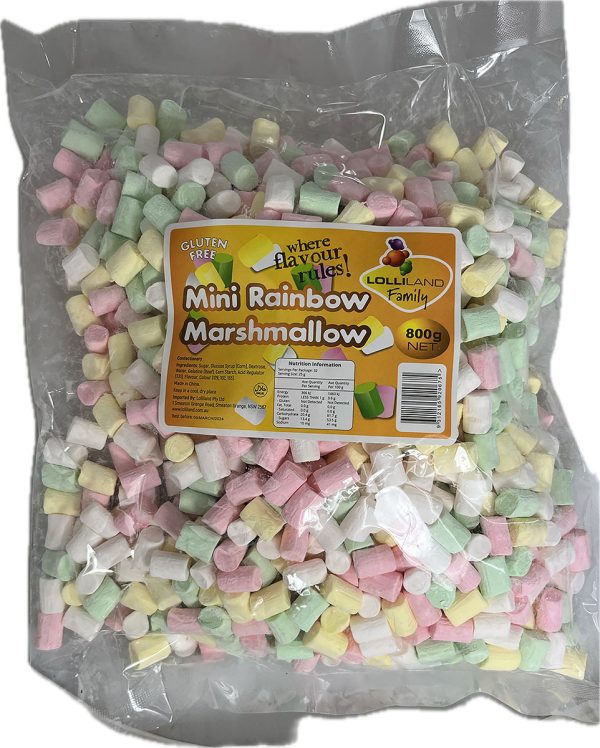 Mini Marshmallows - mini marshmallows Rainbow 800g - Bulk Lollies ( BB -OCTOBER 2024)