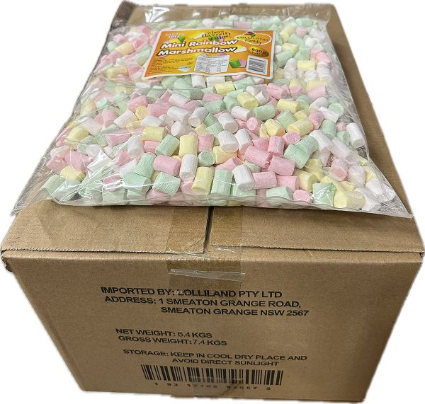 Rainbow Mini Marshmallows 800g -  8 pack Bulk Carton