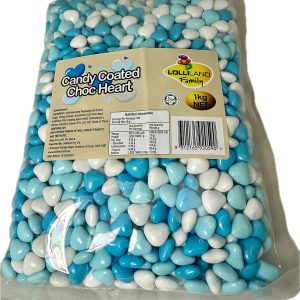 Chocolate Candy Hearts Blue & White 1kg