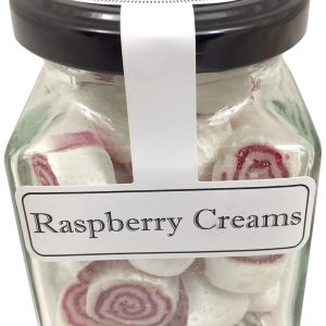 Raspberry Creams Boiled Lollies or Rock Candy 130g Jars - Carton of 12