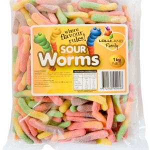 Sour Worms 1kg Bulk Lollies Bag for Lolly Buffet - Lolliland