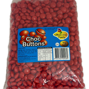 Choc Buttons Red - 1kg Bulk Bags