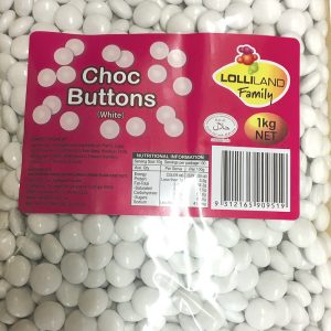 Choc Buttons White - 1kg Bulk Bags
