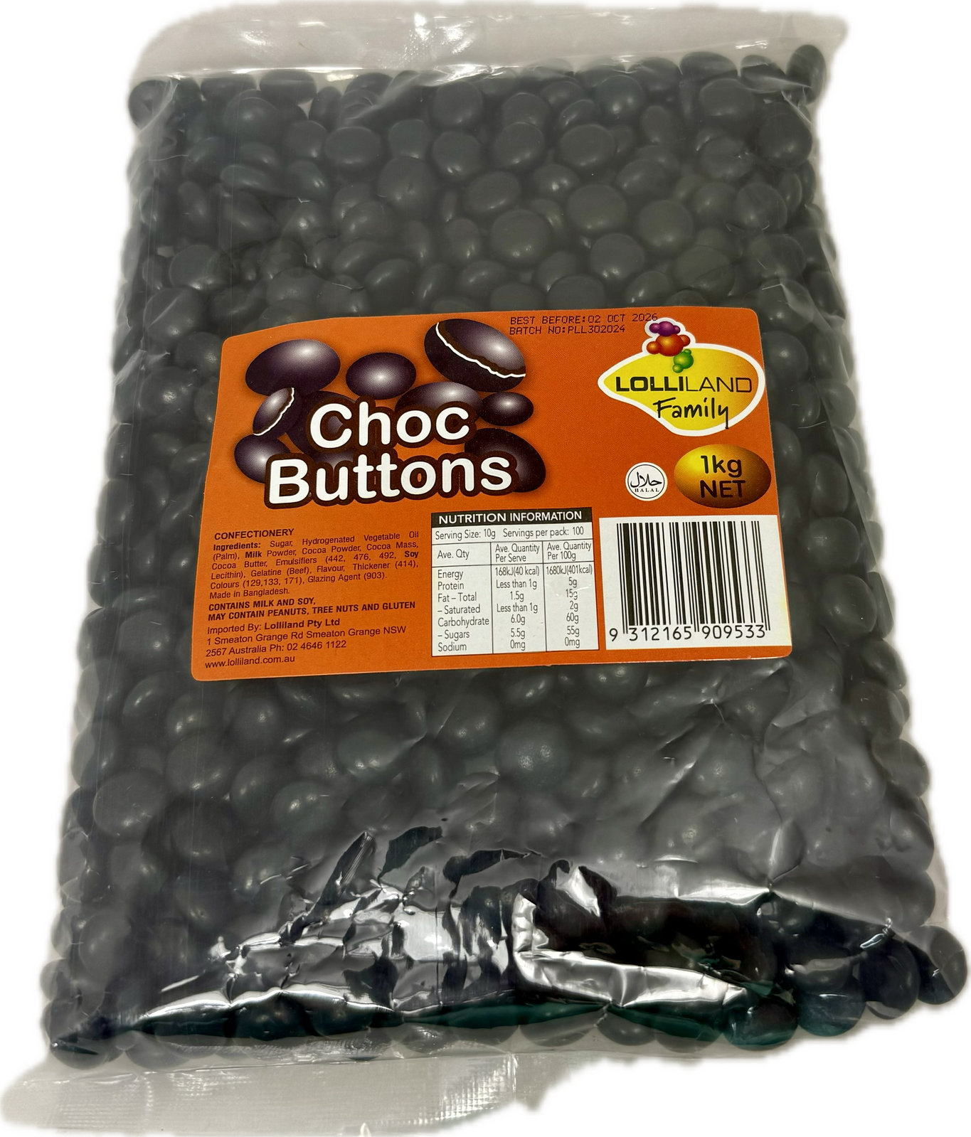 Choc Buttons Black - 1kg Bulk Bags