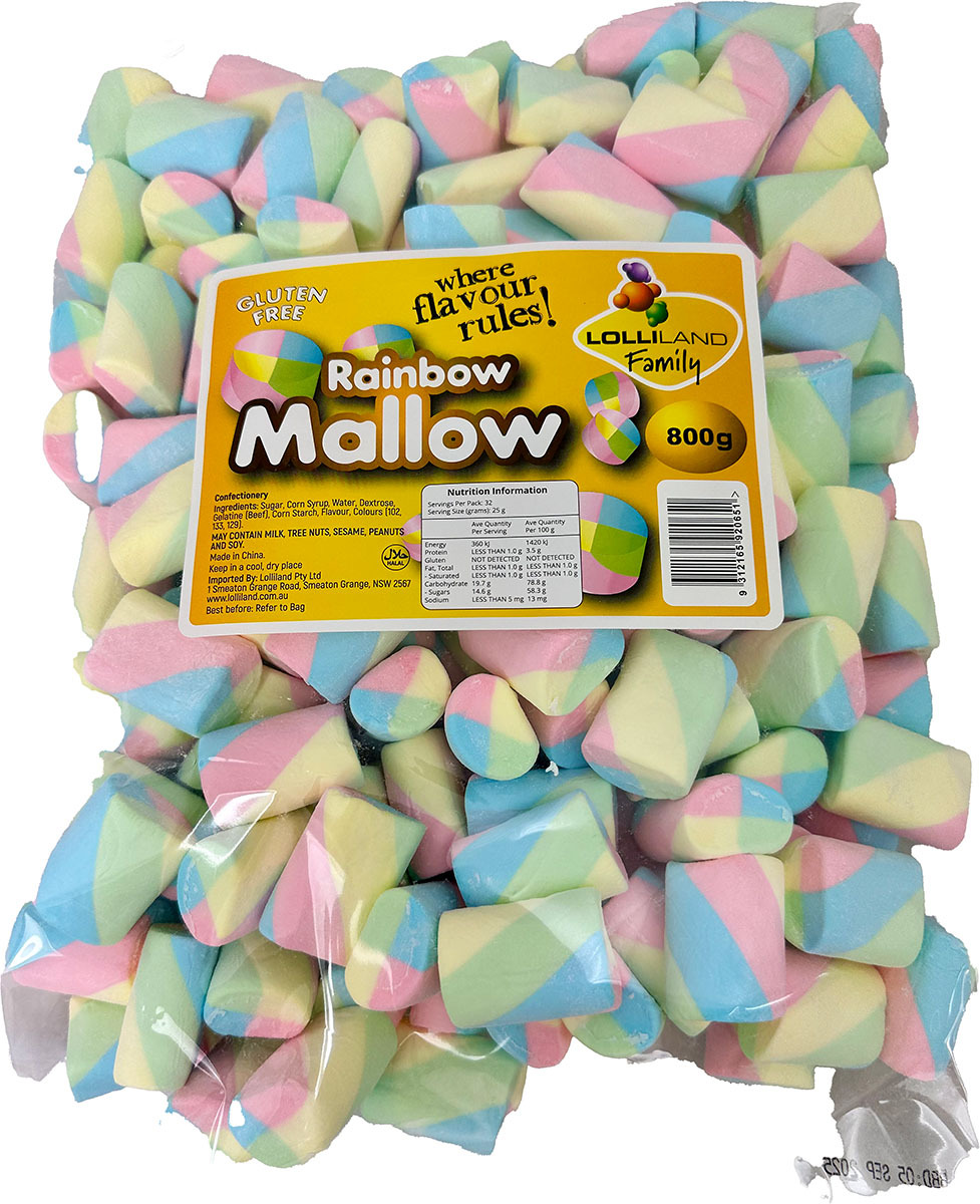 Rainbow Twist Marshmallows 800g - Bulk Lollies