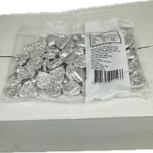 Silver Chocolate Hearts 500g Carton of 12