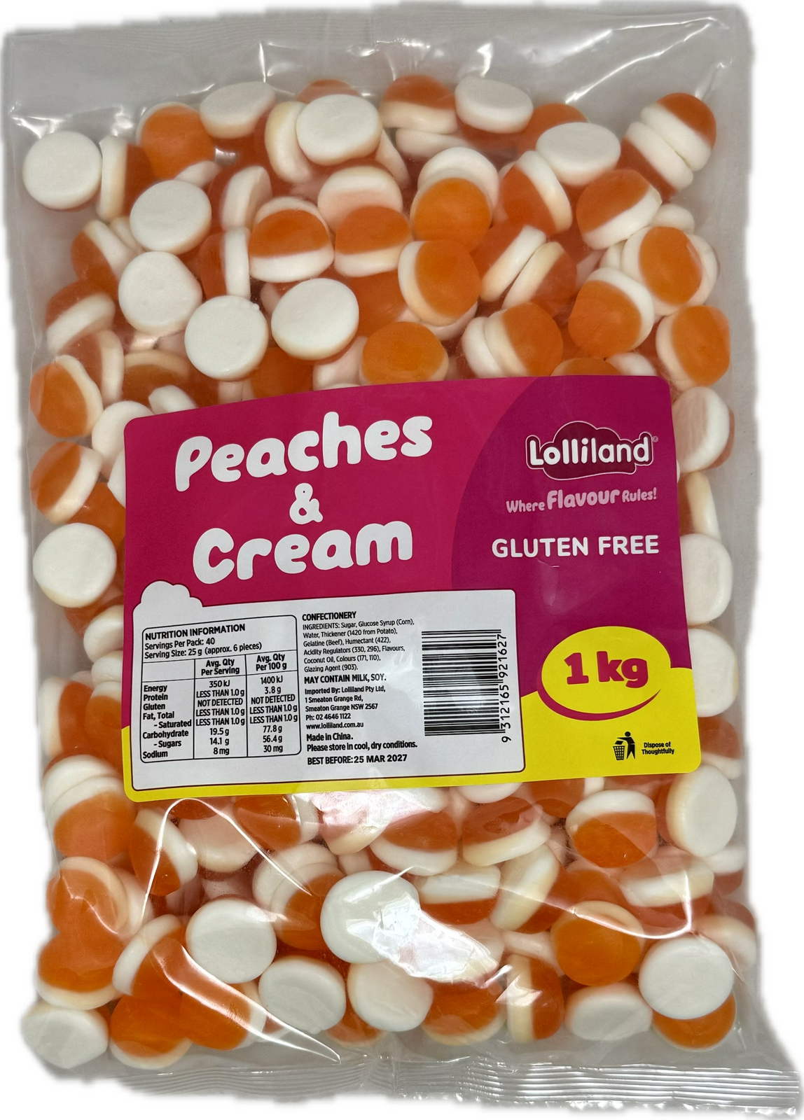 Peaches & Cream 1KG A Smooth and Fruity Candy Fusion