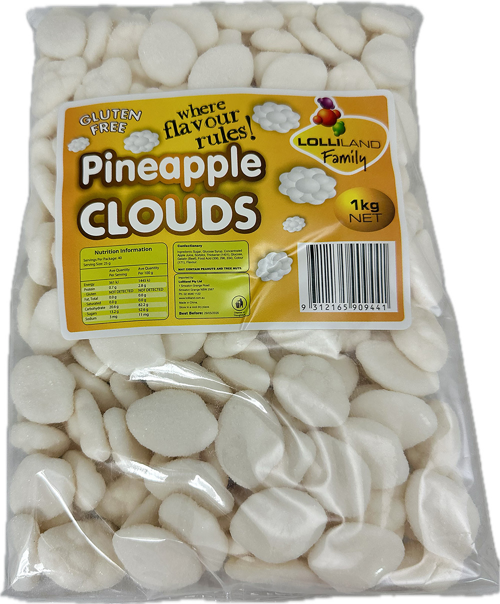 White Clouds - Pineapple 1kg Bulk Lollies Bag - Lolliland