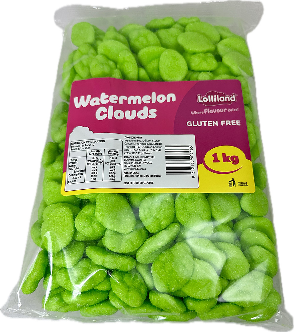 Green Clouds - Watermelon 1kg Bulk Lollies - Lolliland
