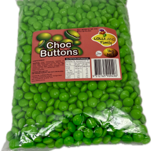 Choc Buttons Green - Bulk 1kg Bag