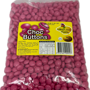 Choc Buttons Pink - Bulk 1kg Bag