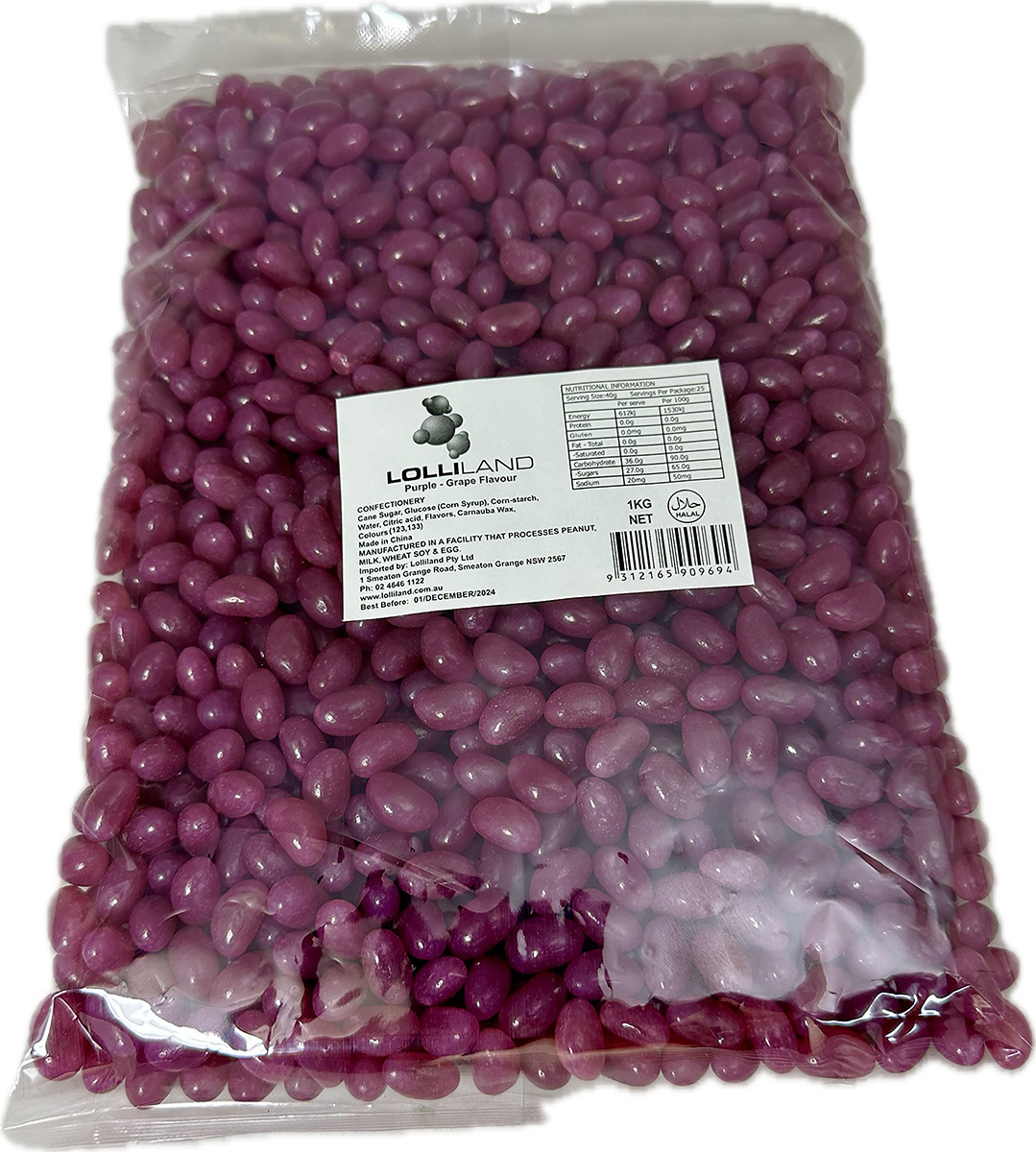 Purple Jelly Beans -  1kg Bulk Bag