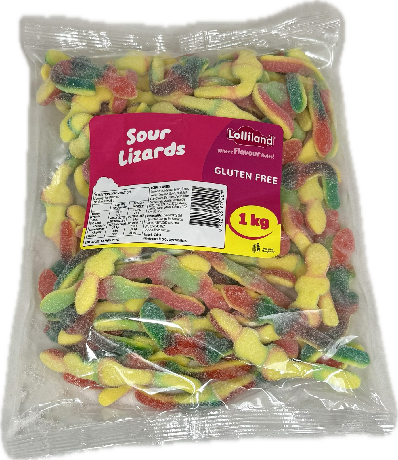 Gummy Sour Lizard 1kg  Wildly Delicious - Lolliland