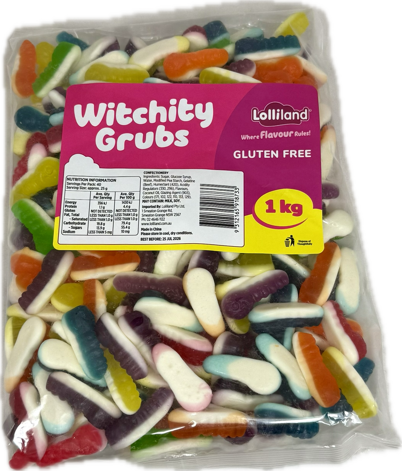 Witchity Grubs 1KG  Bulk Lollies Bag for Lolly Buffet - Lolliland