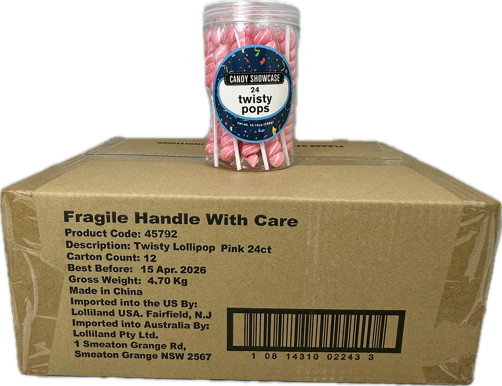 Twist Pop Pink 24Pk 288G - Tub of 24x12g - Carton of 12