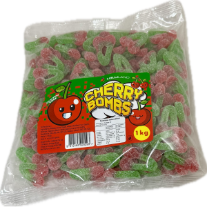 Gummi Sour Cherry Bombs - Gluten Free - 8 x 1kg Carton