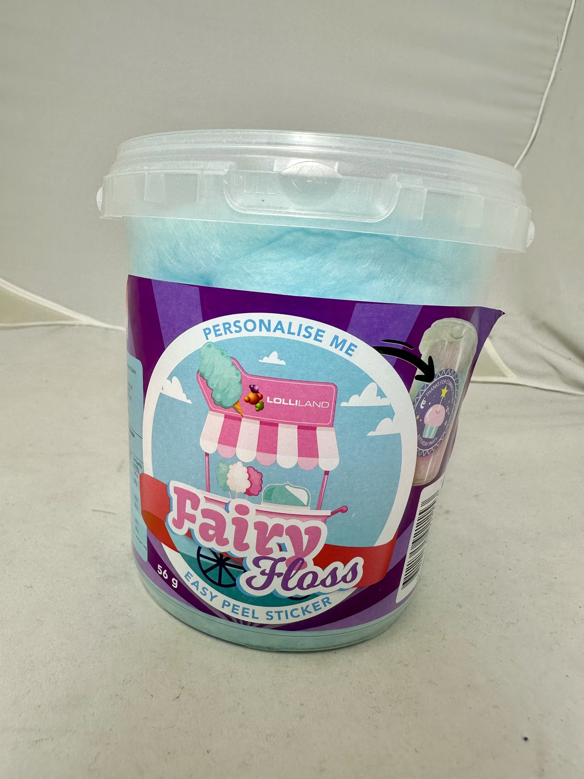 Fairy Floss Tub 60g  - Carton of 12 Lolliland Pink & Blue