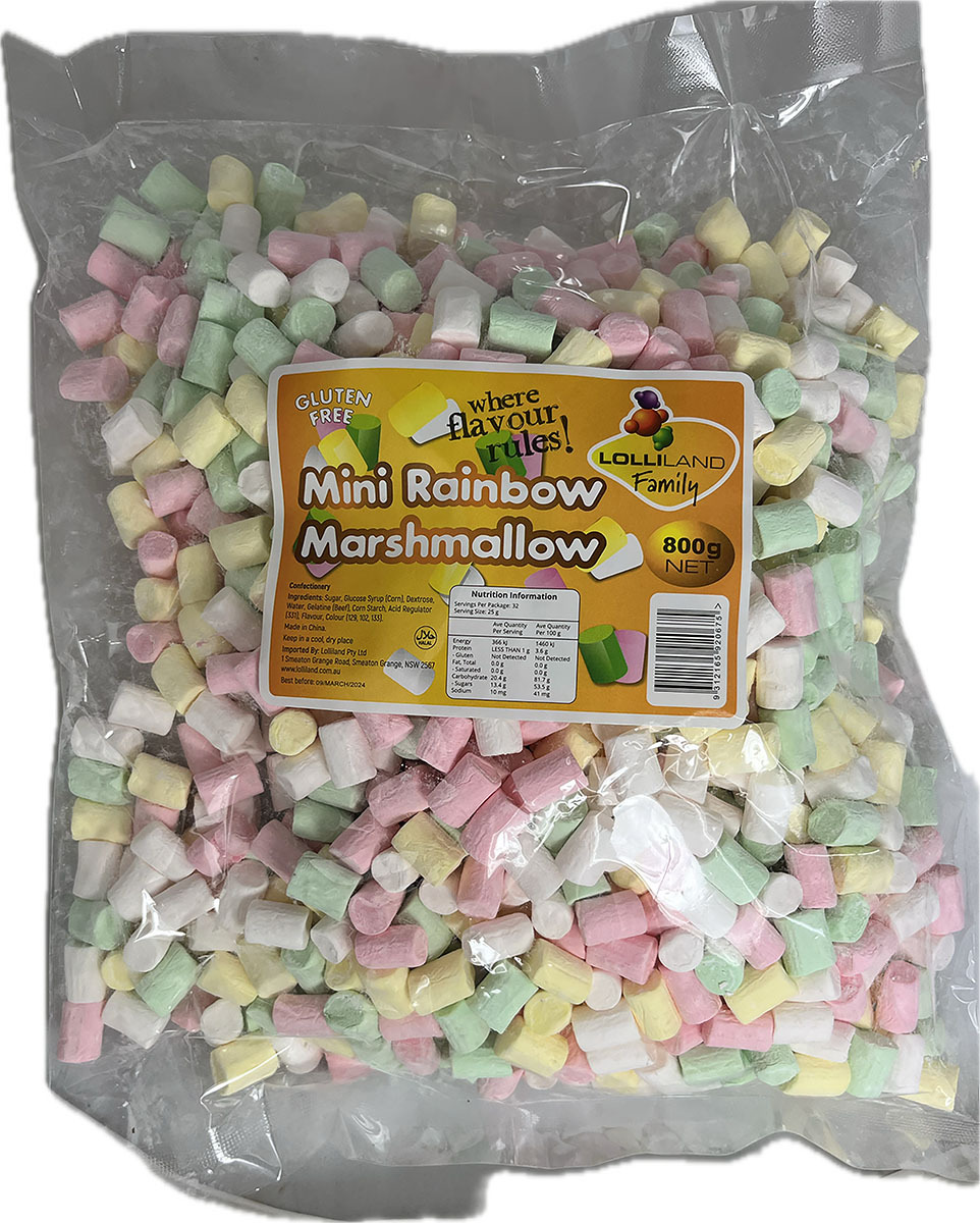 Rainbow Mini Marshmallows 800g - Bulk Lollies