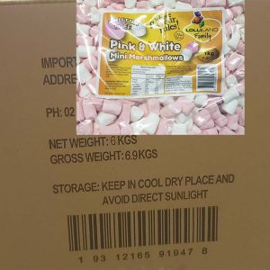 Pink and White Mini Marshmallows 800g -  8 pack Bulk Carton