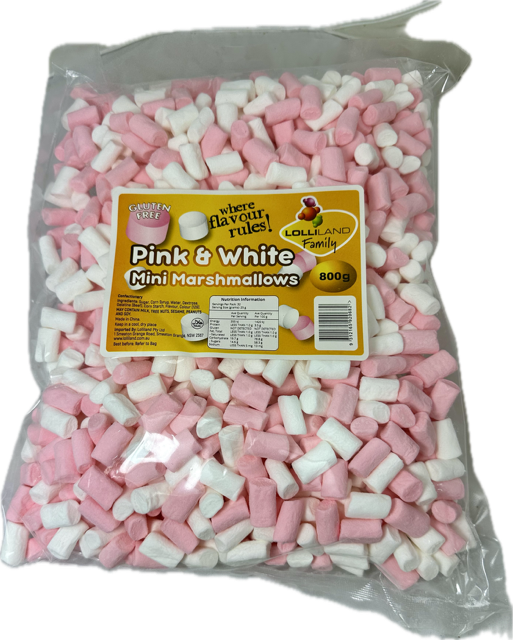 Mini Marshmallows - Pink & White 800g - Bulk Lollies