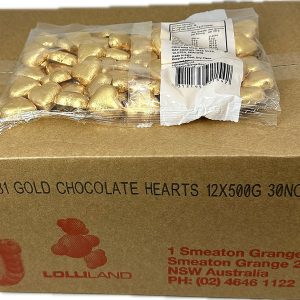Gold Chocolate Hearts 500g Carton of 12