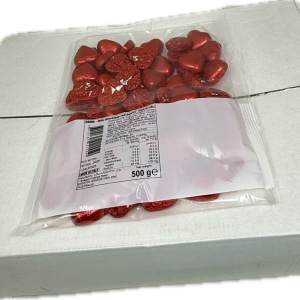 Red Chocolate Hearts 500g Carton of 12