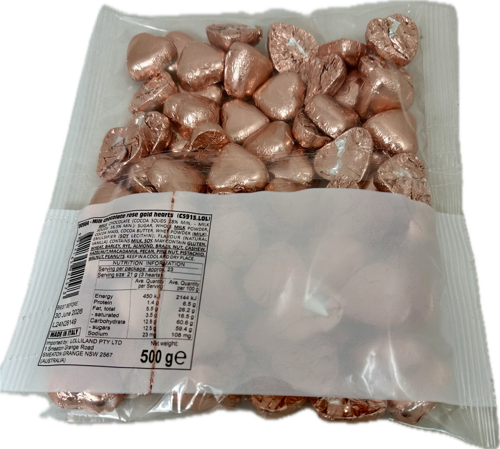 Rose Gold Chocolate Hearts 500g