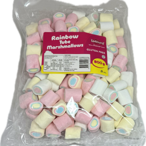 Rainbow Tube Mallow 800 g - Bulk Lollies ( Best Before - February 14