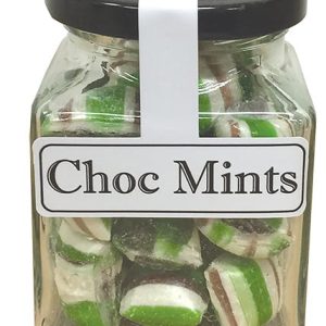Choc Mints - Boiled Lollies Rock Candy 130g Jars - Carton of 12  ( Best Before - October 31
