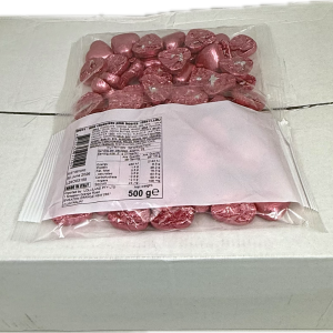 Pink Chocolate Hearts 500g Carton of 12  ( Best Before - June 30