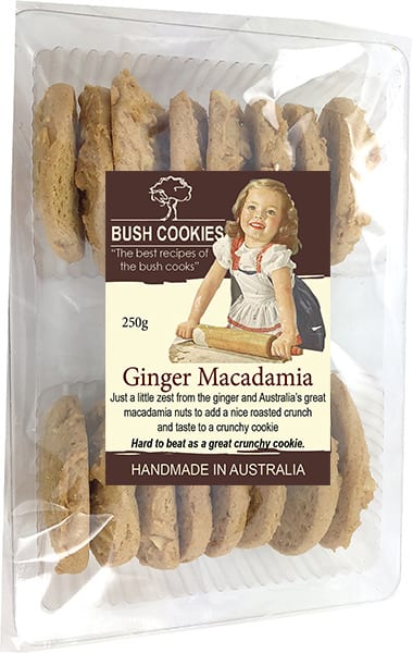 Ginger and Macadamia Biscuits by Bush Cookies 250g ( Best Before - April 30