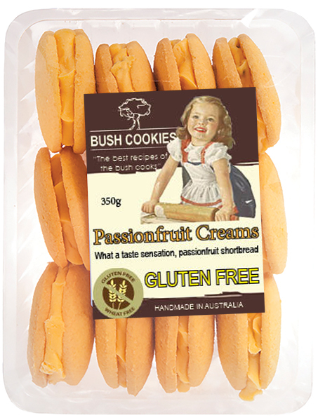 Passionfruit Cream Gluten Free Cookies 350g  - Carton of 12