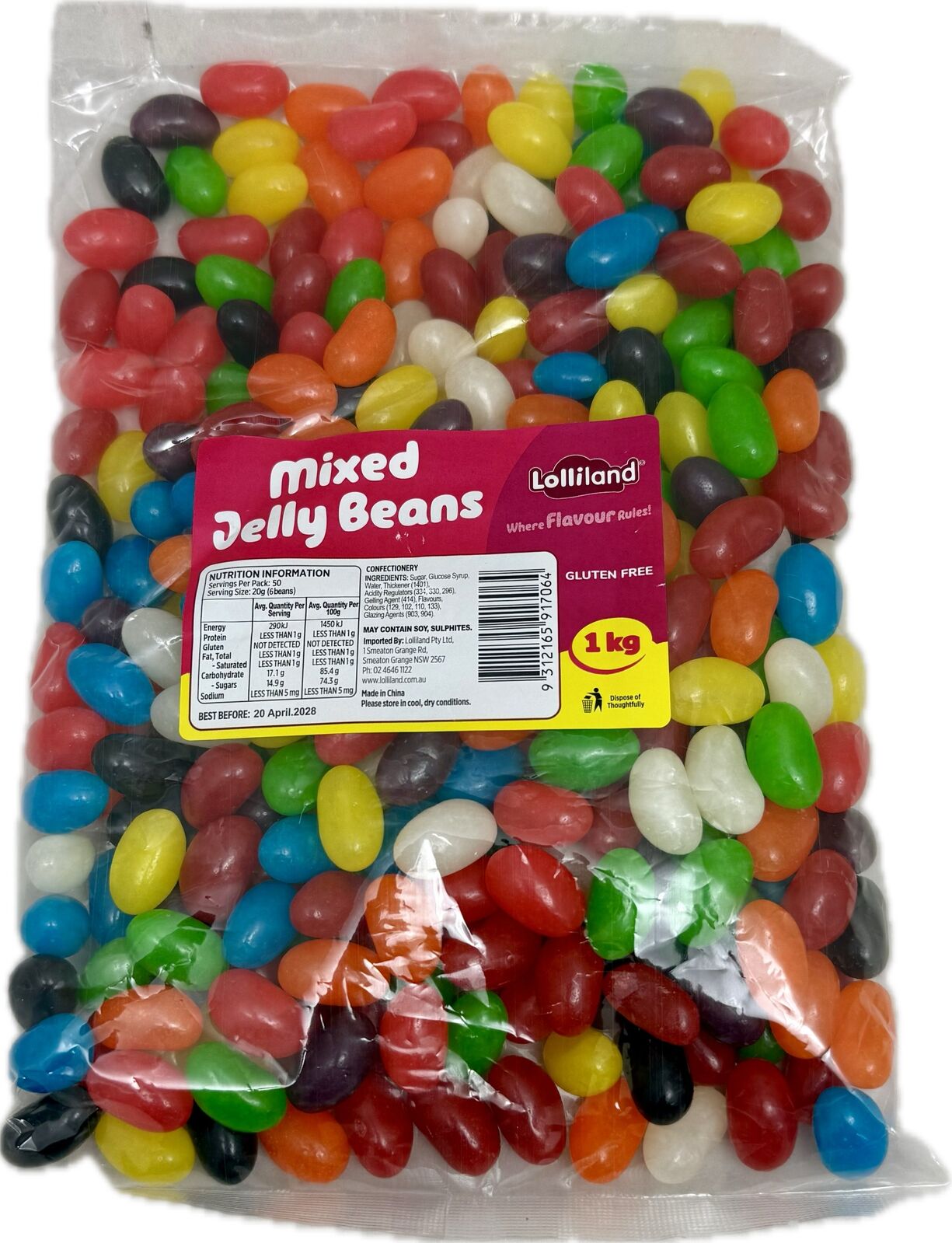 Jelly Beans Mixed Colors 1kg MED  Bulk Lollies Bag - Lolliland